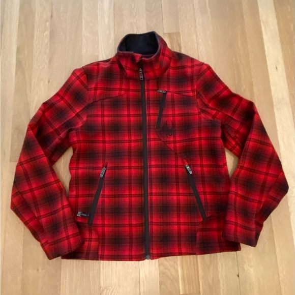 Spyder Jacket / Red Black Plaid / Mid -Weight / Quilted Lining / Zippers /Mens S - Picture 1 of 16